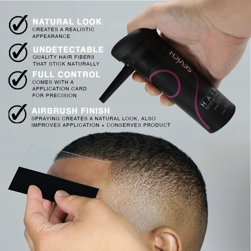 مجموعة رذاذ سماكة ألياف الشعر من سيفيش 12 جرام، مسحوق إعادة نمو فوري، ألياف بناء الشعر، مسحوق خط الشعر، إخفاء الشعر