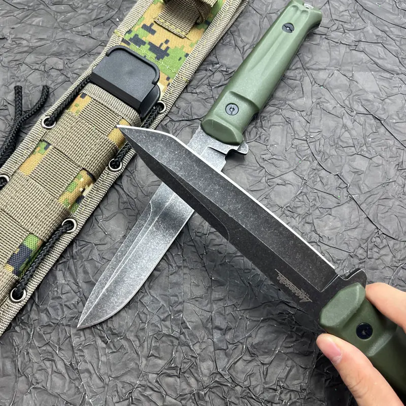 Direct Sales Outdoor High Hardness Straight Knife Integrated Keel Camping Self-Defense Knife Camping Portable Hiking Knife