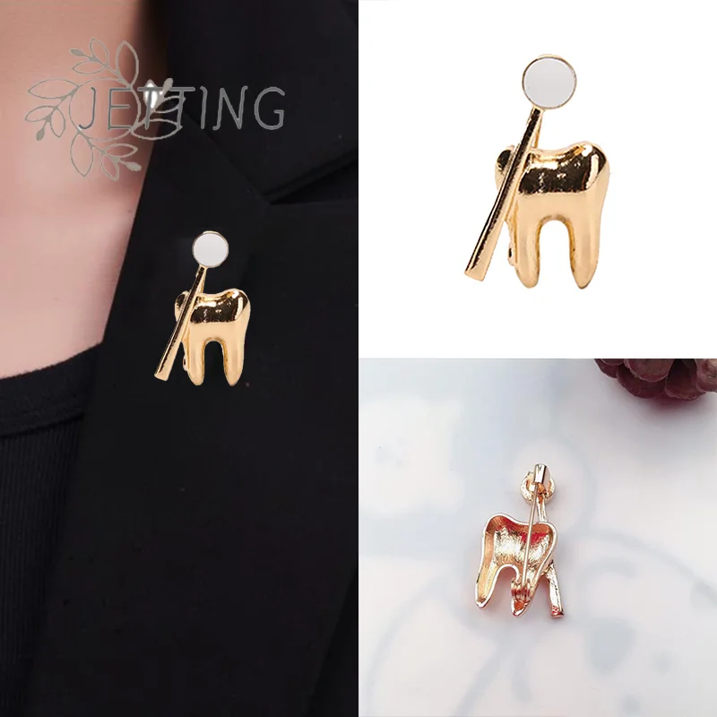 (SMTGDP11)lassic Fashion Golden Tooth Shape Cute Medical Brooch Pin For Doctor Nurse Lapel Backpack Badge Pins Gift Accessory view 2