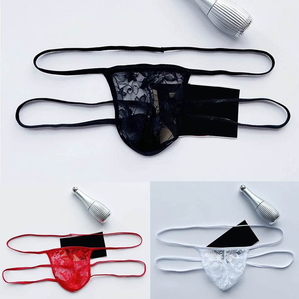 

Sexy Lace Men Thong See Through Underwear For Hot Man Transparent T-String Vintage Flower Pattern Briefs Summer Men's Panties