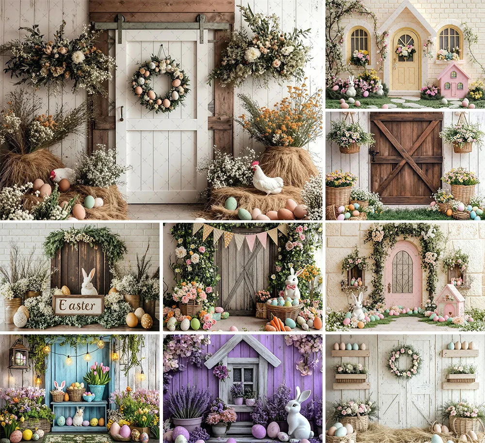 Mehofond Photography Background Spring Easter Floral Wall Egg Kids Birthday Party Cake Smash Portrait Decor Backdrop Photo Studi