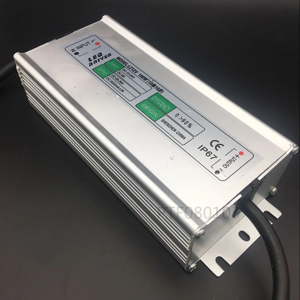 DC 100W 12-24V Low Voltage to Output DC 30-36V LED Driver IP67 Waterproof Lighting Transformer Power Supply