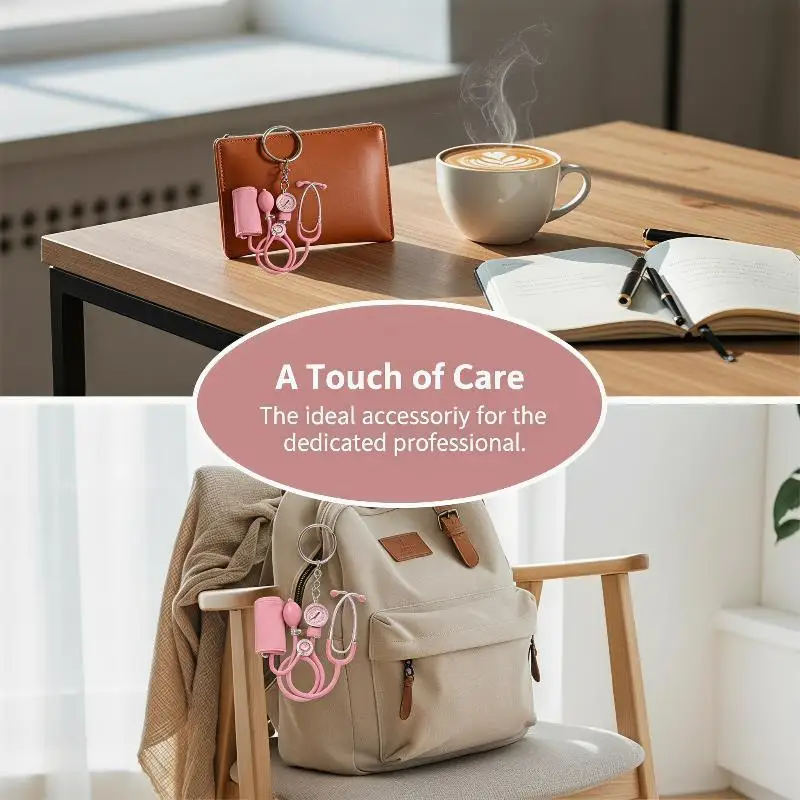 Cute Stethoscope Sphygmomanometer Acrylic Keychain Scratch Resistant Medical Pendant Birthday Gift for Nursing School Students