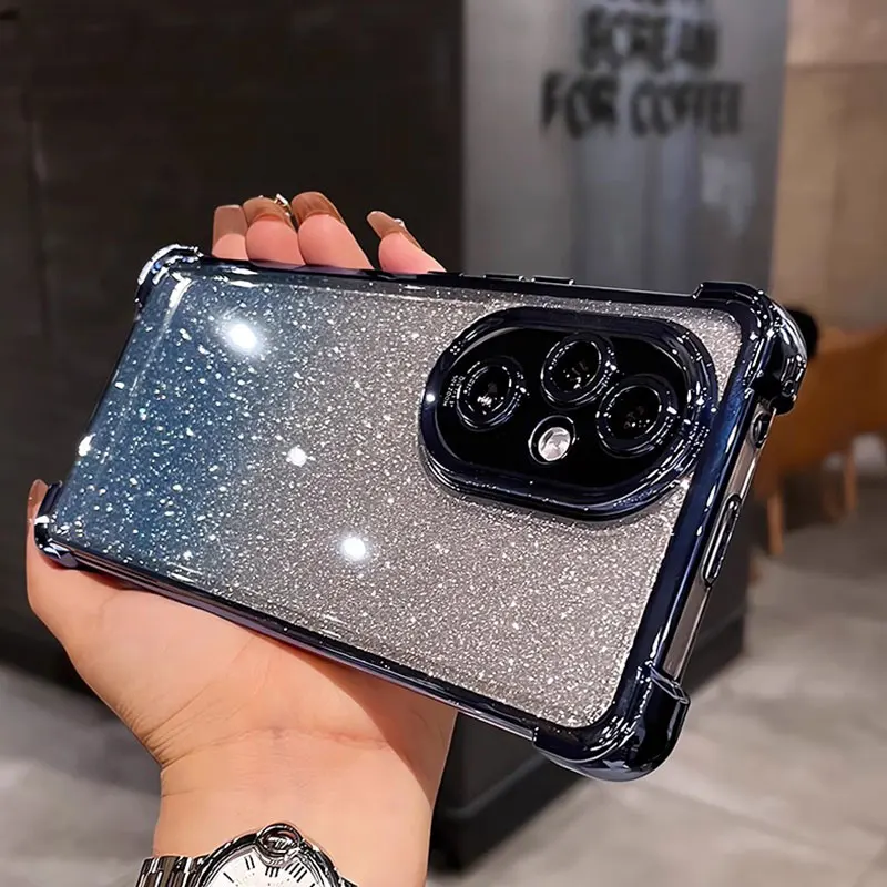 Shockproof Phone Case For Honor 200 Case Silicone Glitter Cover For Honor 200 pro X9 90 Lite 50 SE 70 X60i Bling Case Honor200