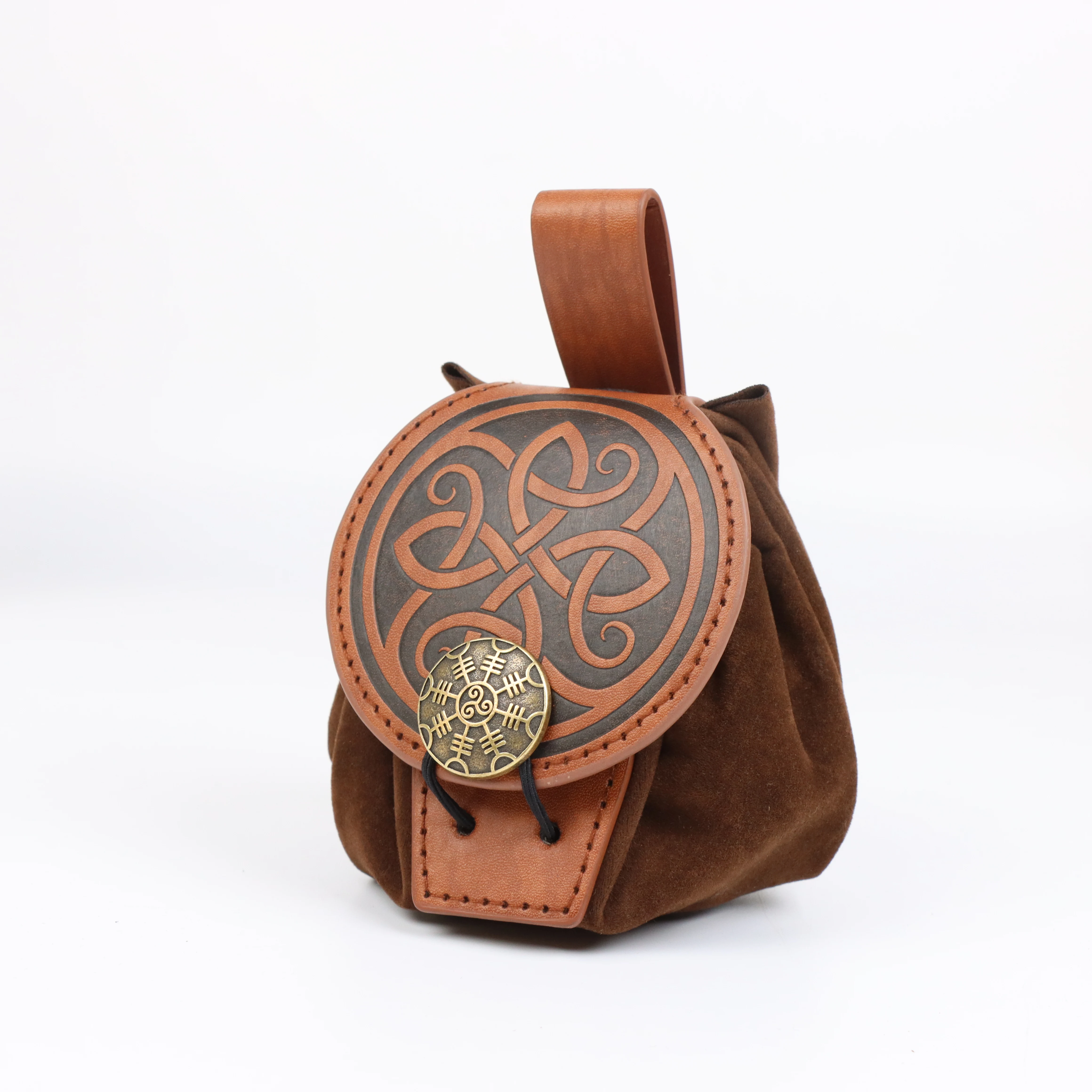 حقيبة برباط من الجلد الصناعي العتيق من العصور الوسطى، خفيفة الوزن محمولة لـ LARP، ملحقات مهرجان عصر النهضة القوطي القديم