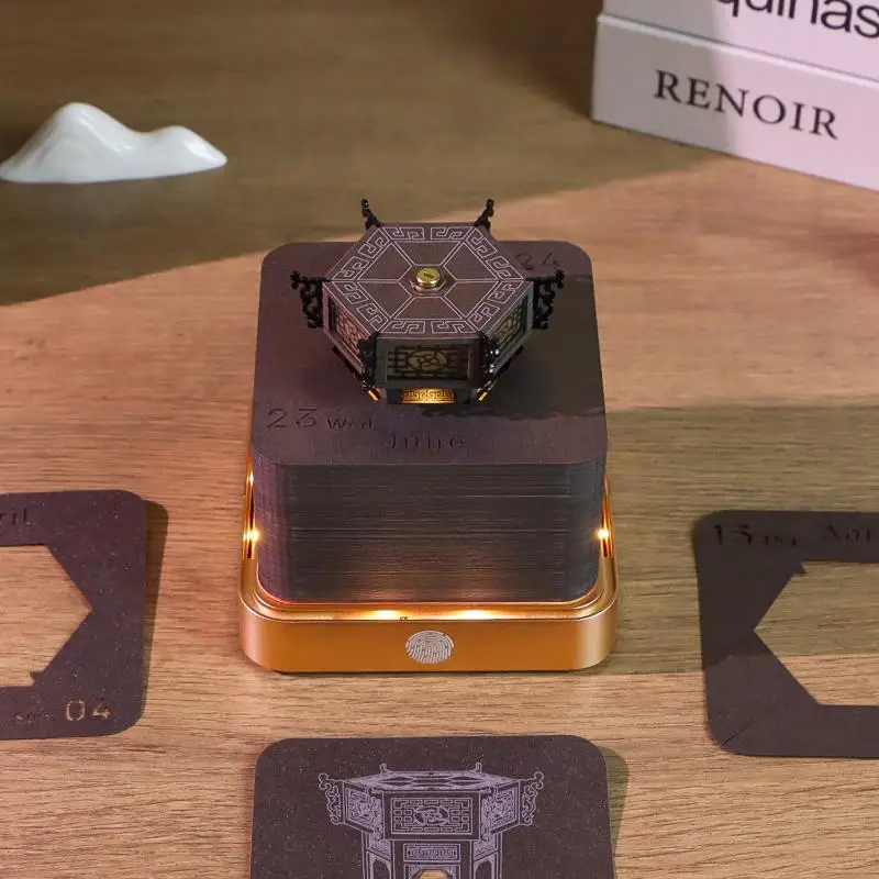 Time Piece Calendar 2027 Desk Calendar With LED Light 3D Tear-away Calendar Paper Carving Art Memo Pad Notepad Gift For Christma
