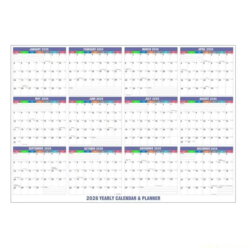 

Настенный планировщик с принтом 2026 для изучения английского языка, плотная бумага, простая установка, декор для домашнего