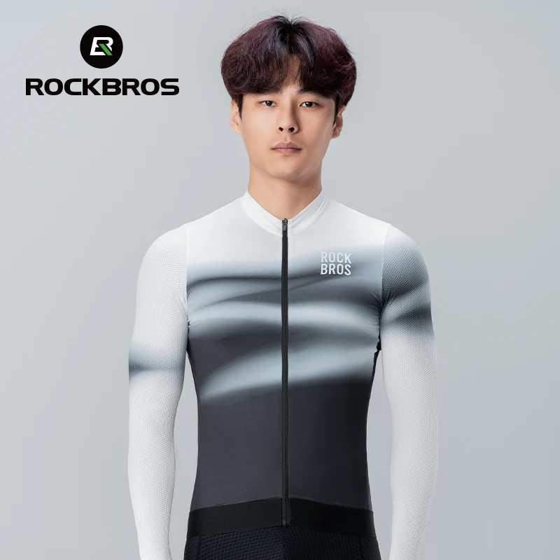 ROCKBROS Men\'s Cycling Jackets Long Sleeves Top Coat Spring Summer Breathable Run Sports Jerseys MTB Road Bike Bicycle Jacket