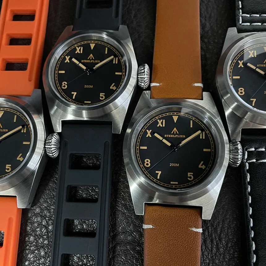 

STEELDIVE Мужские часы-пилот Спортивные 38 мм Военные кварцевые наручные часы 20ATM Водонепроницаемые C3 Светящийся сапфир VH31