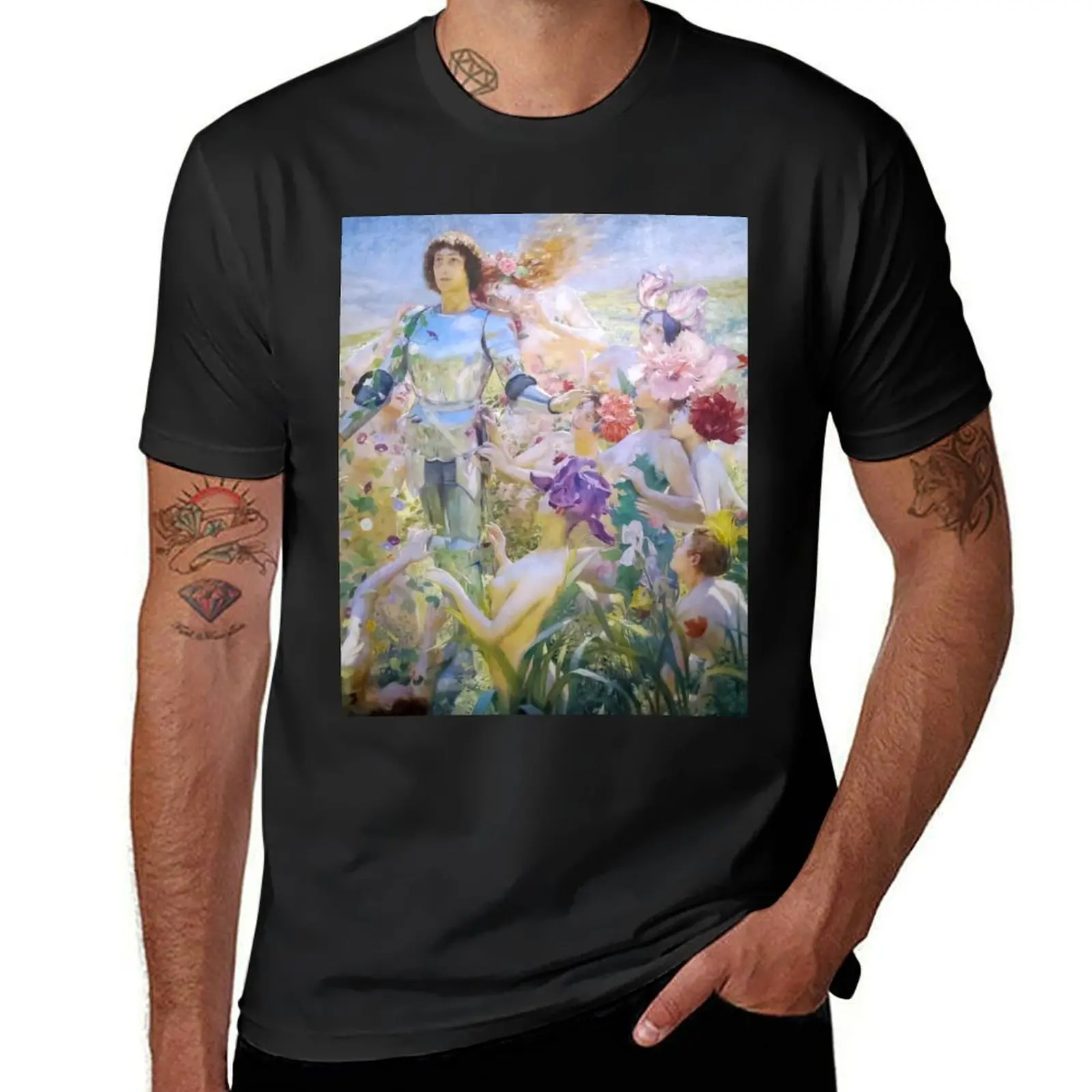 George Antoine Rochegrosse. The flower knight T-Shirt quick-drying blanks plain mens white t shirts