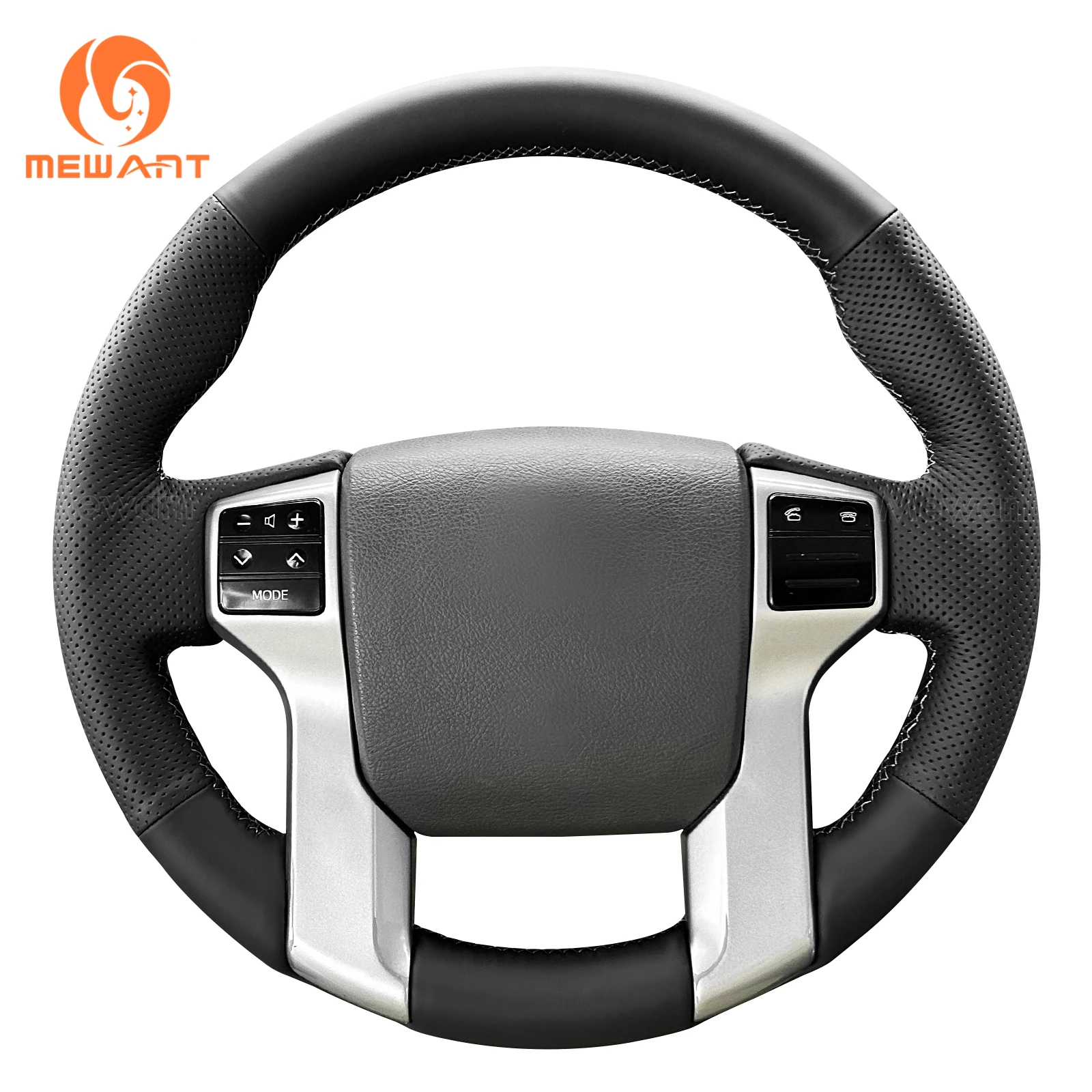 Mewant Black Artificial Leather Car Steering Wheel Cover for Toyota 4-Runner Land Cruiser 150 Series (J150) Sequoia Tacoma Tund