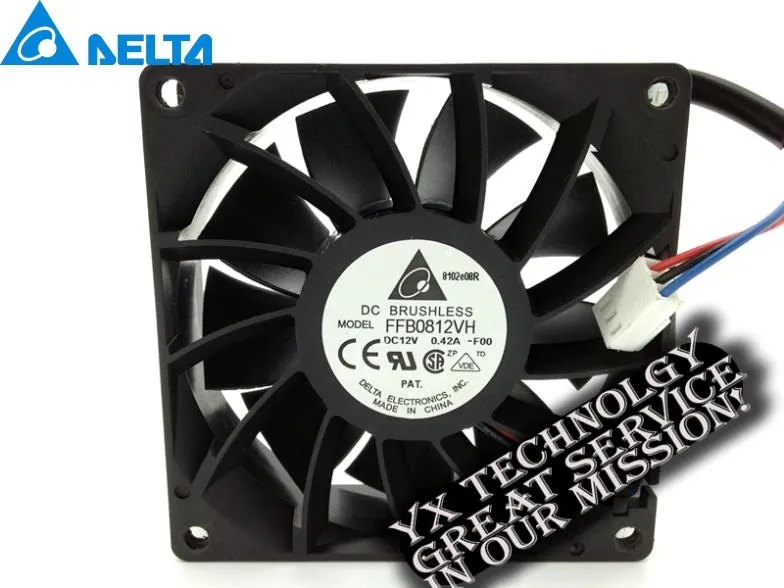 New 8025 pairs of ball 8cm 80mm chassis cooling fan speed 12V 0.42A FFB0812VH-FOO 80*80*25mm for Delta 