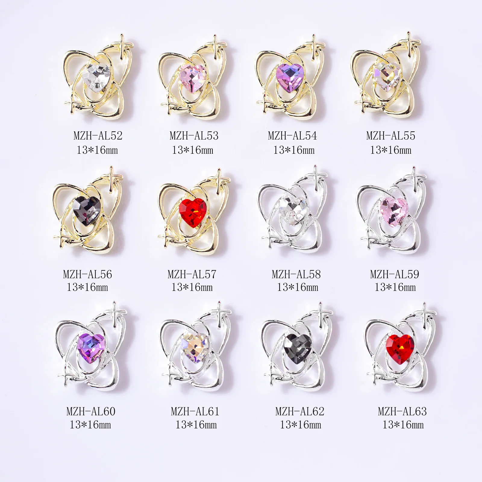 

10pcs/Lot Luxury Nail Charms Gold Silver Jewel Nail Art Accessories For Manicure Crystal Decor Nail Figures Parts For Fingernail