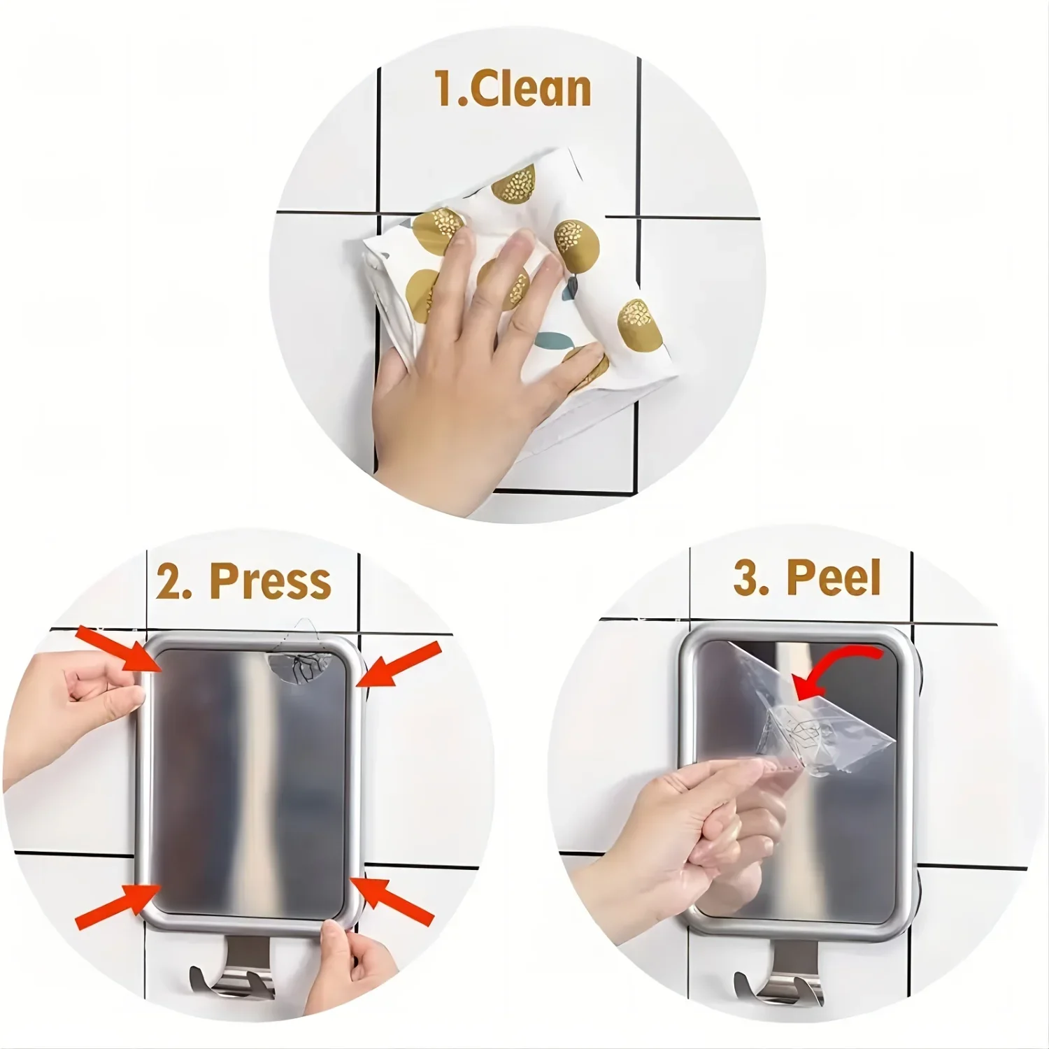 Specchio da doccia senza nebbia con supporto - Super aspirazione, montaggio a parete, antigoccia, resistente alla ruggine - Trucco e toelettatura, bagno elegante