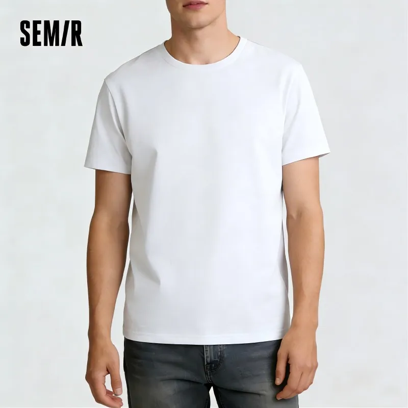 T-shirt a maniche corte Semir da uomo in puro cotone, maglia intima tinta unita, nuova collezione primavera 2026, versatile, bianca