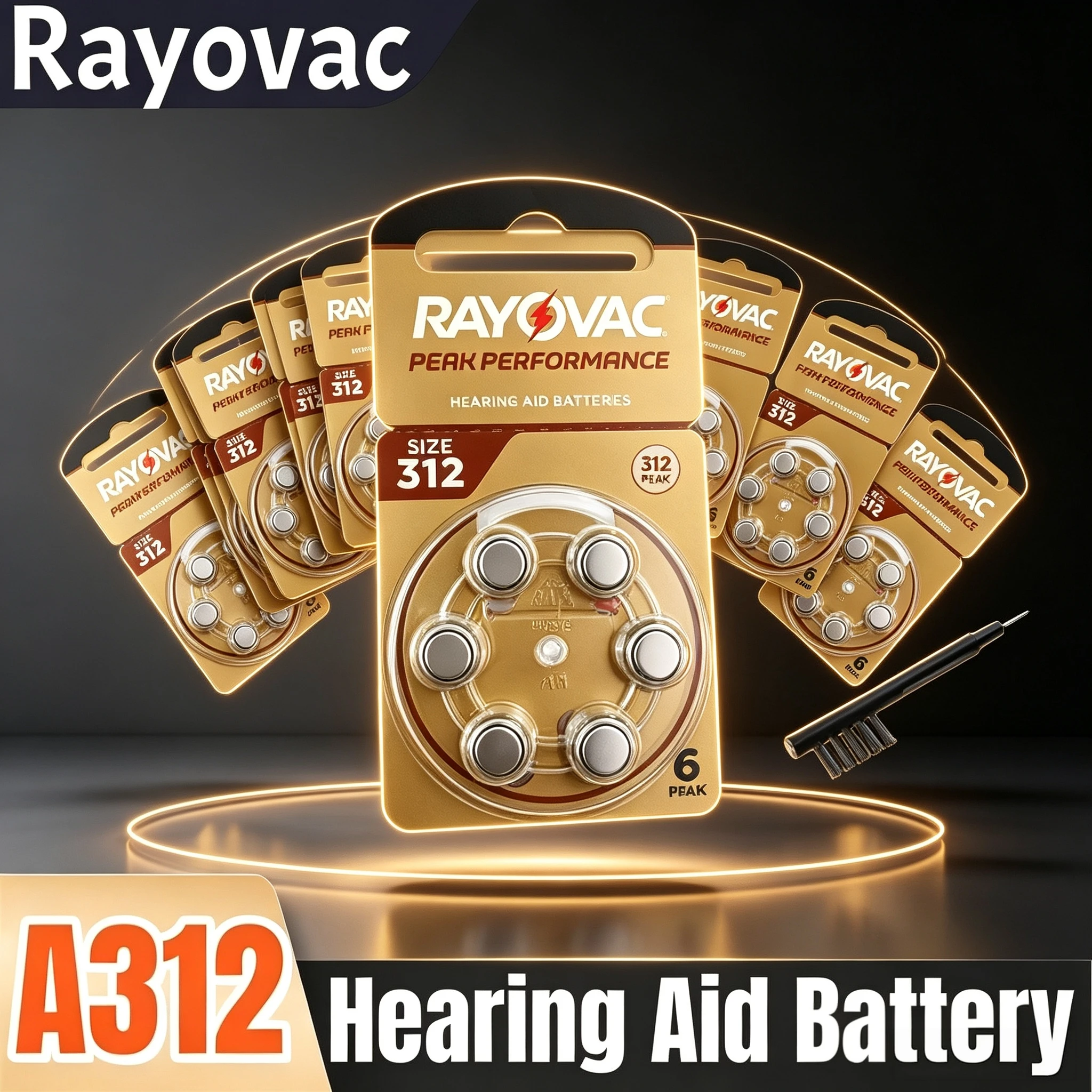 HIGH30/60PCS Hearing Aid Batteries Rayovac PEAK 312 1.45V High Performance 312A A312 PR41. Battery For BTE CIC RIC OE Hearing Ai
