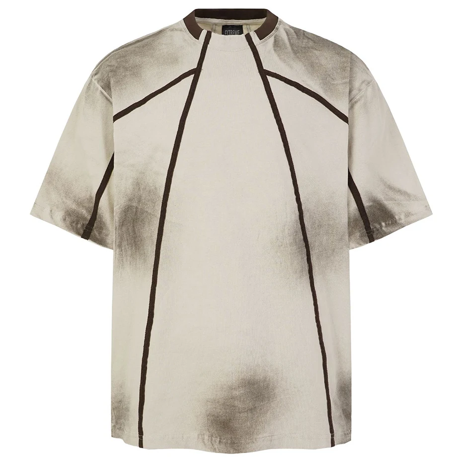 Men's T-shirt Casual Retro Gothic Punk Oversized Loose Distressed Embroidery Rivet Tshirts Tee Tops