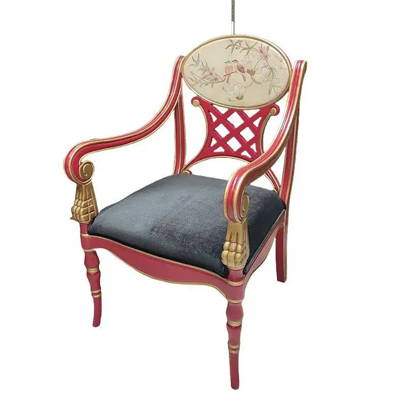 Q Discount  casual chair single armrest light luxury solid wood  retro corduroy living room bedroom balcony neoclass