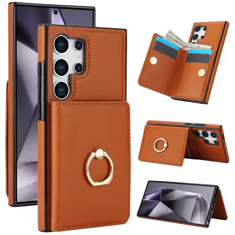 Wallet Case with Card Holder, 360° Rotation Ring Kickstand Magnetic Clasp for Samsung Galaxy S25 S24/S23/S22/S21 Ultra/Note 20