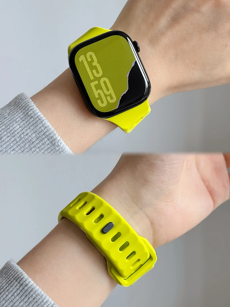 Kreatives, schräges Silikonarmband für die Apple Watch, 40 mm, 41 mm, 44 mm, 45 mm, S10, S11, 46 mm, 42 mm, iWatch Series 12, 11, 10, 9, 8, 7, 6. – Detail 4