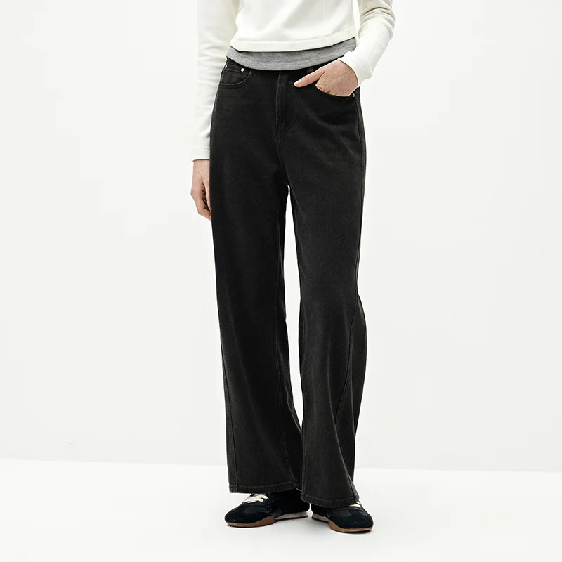 Semir Women Jeans Wide Leg Slight Flare HighWaist Fit Elastic Back Waist Soft Touch 2026 Winter Denim Fabric Everyday Style
