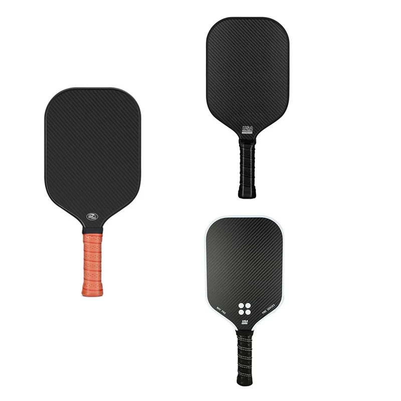 Carbon Fiber Surface Pickleball Paddle, PP Honeycomb Core, maior poder, anti-derrapante, Hand Grip Paddle, 3K, 16 milímetros