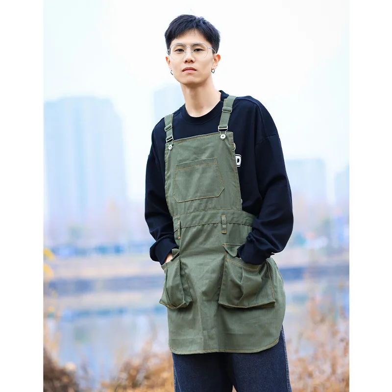 Vintage Denim Work Apron Stain Resistant Wearable Overalls Customizable Logo Gardening Painting Hairdresser's Apron