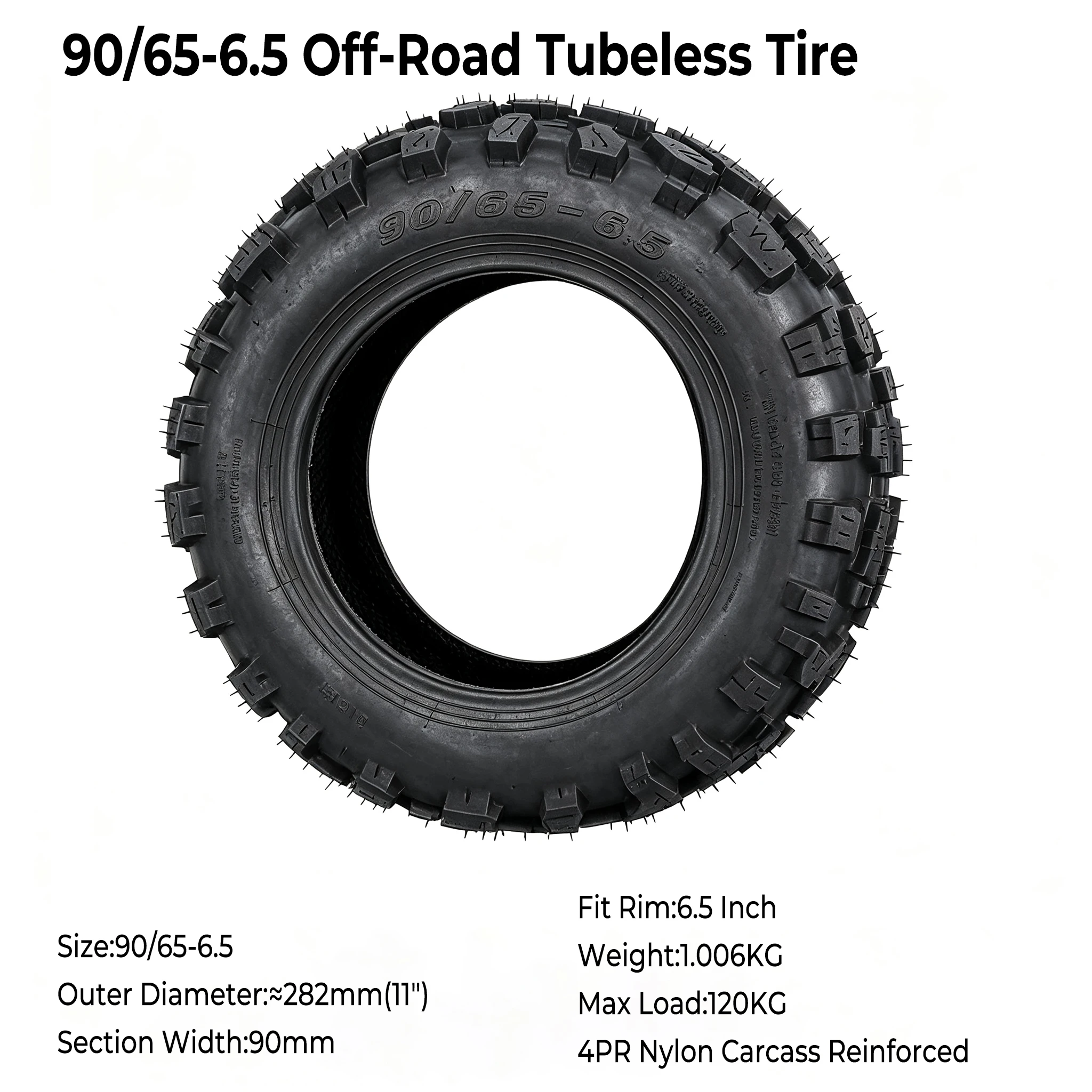 11 Inch Thickened Off‑Road Tubeless Tire 90/65‑6.5 for Dualtron Thunder Speedual Plus Zero 11X E-Scooter Replacement Tyre