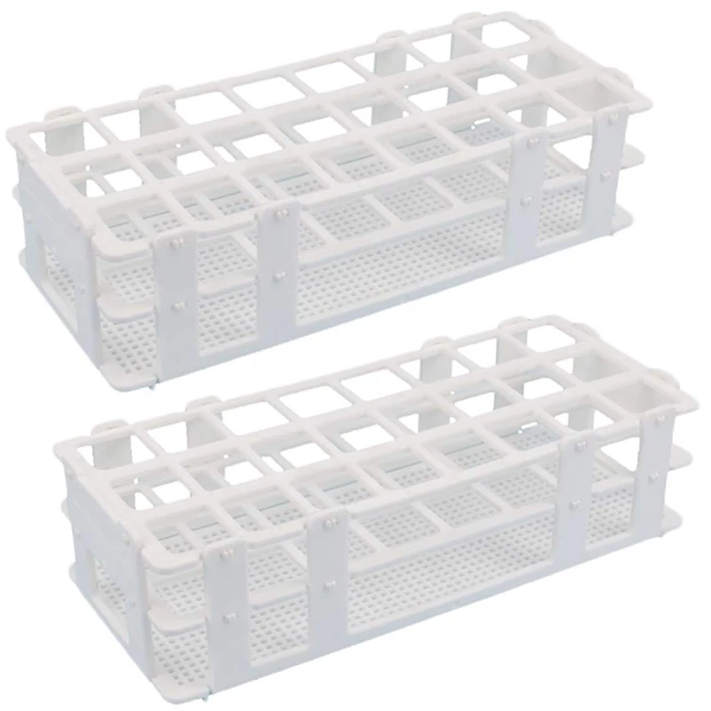 

2Pcs Plastic Test Tube Rack 24 Holes Lab Test Tube Rack Holder For 25Mm Test Tubes, Detachable, White