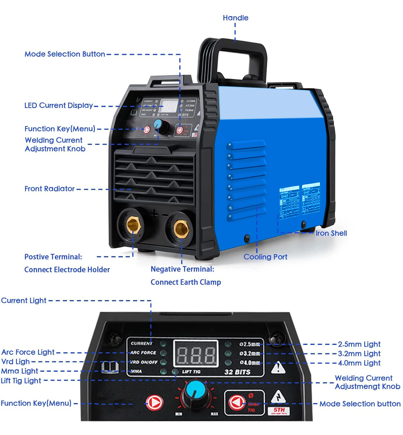 Welding Machine 200A ARC 110V/220V Dual Voltage Welder IGBT Stick MMA Welder LED Display Electrode Holder Work Clamp PROSTORMER