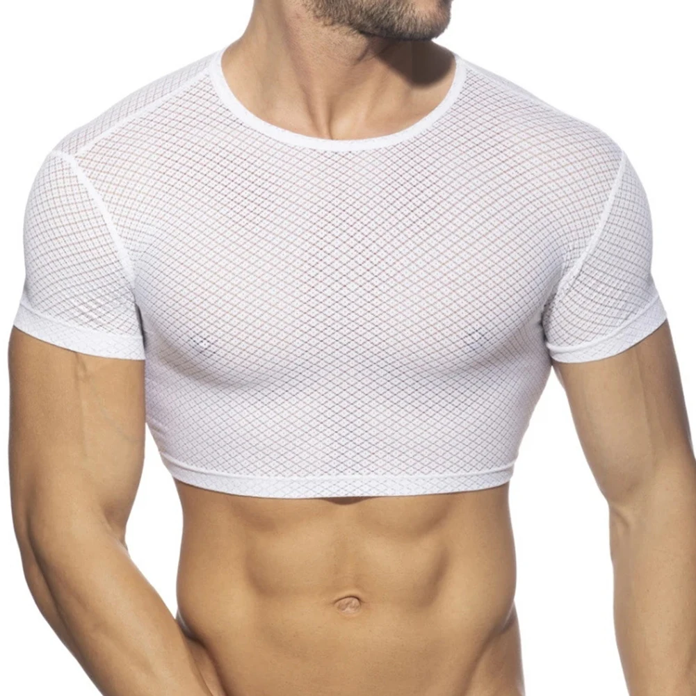 Fashion Hot New Stylish Mens Tops T-Shirt Summer Casual Tank Causal Classic Fishnet Party Regular See-through M-2XL
