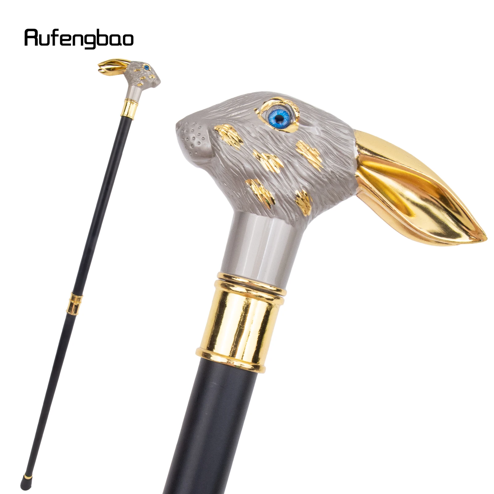 Silver Golden Rabbit Long Ear Gentleman Walking Cane Fashion Walking Stick Gentleman Crosier Knob Walking Stick 93cm