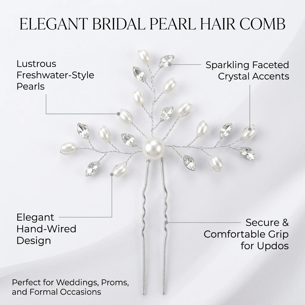 Fashion Hairpin Crystal Pearl  - Women Fashion Hair Style review and price