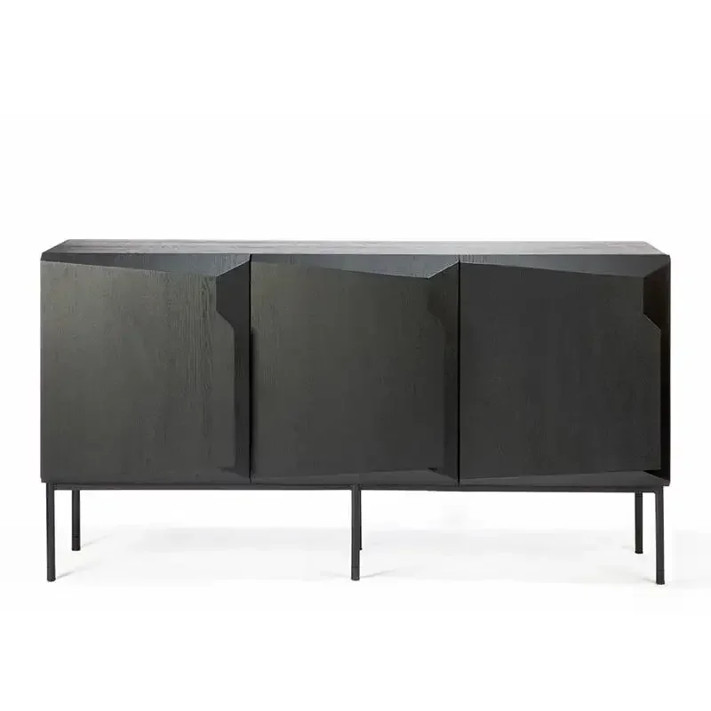 Solid Wood Black Display Cabinet Entrance Bar Coffee Living Room Sideboard Shelf Headboards Credenza Furniture Lounge Buffet AA