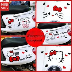 MINISO HelloKitty conjunto de dibujos animados de coche DIY pegatina decoración de concha de motocicleta pegatina impermeable protector solar cubierta arañazos