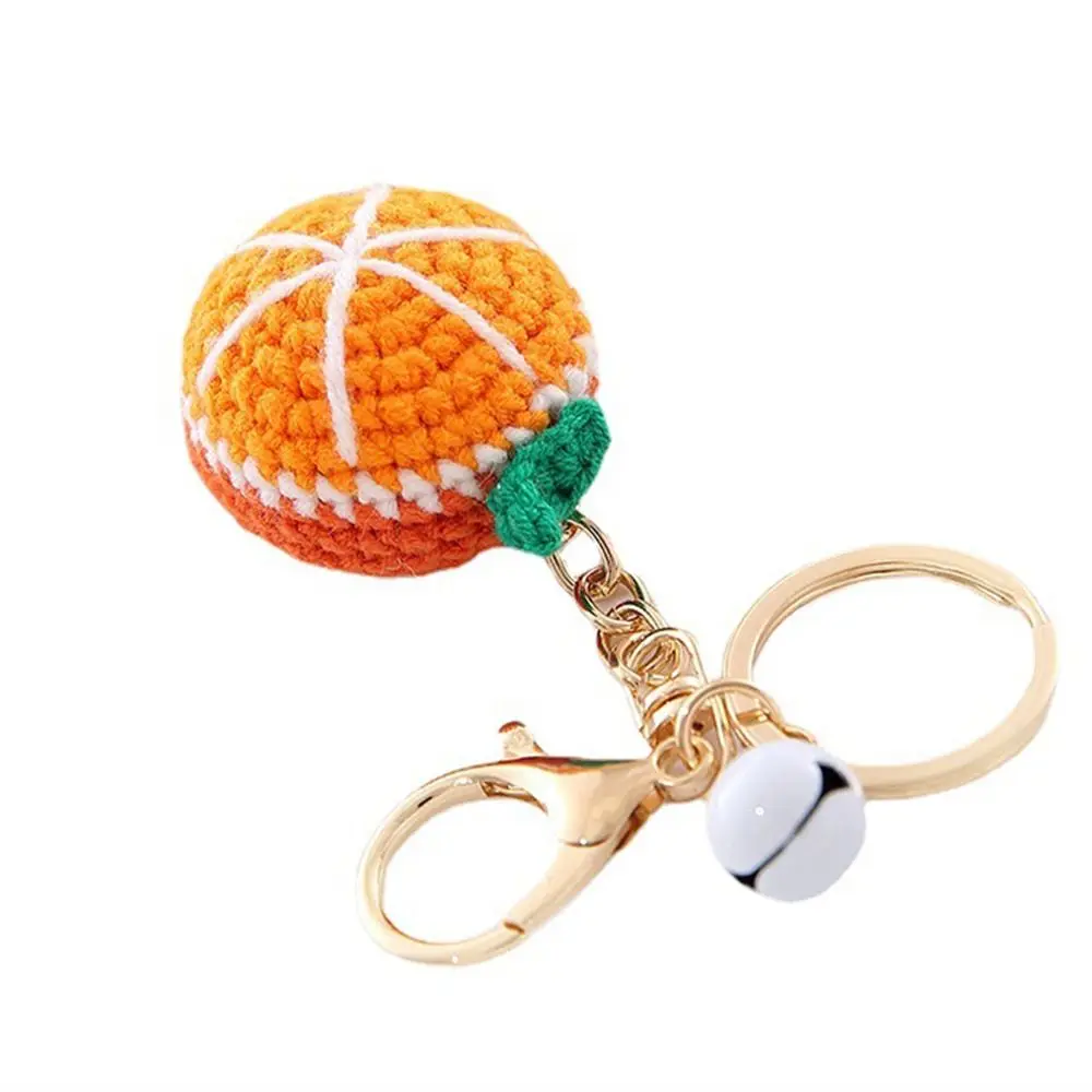 Crocheted Fruit Keychain Creative Watermelon Strawberry Knitting Car Keychain Orange Lemon Donut Knitted Keyring Bag Pendant