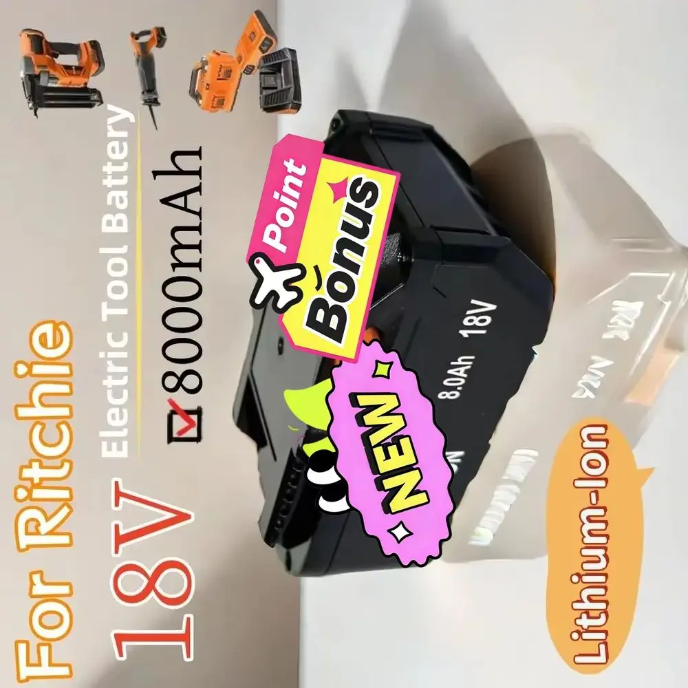 18V 8.0AH Lithium Ion For AEG Battery For RIDGID R840087 R840085 L1815R L1850R L1830R R840083 Cordless Power Tool Series
