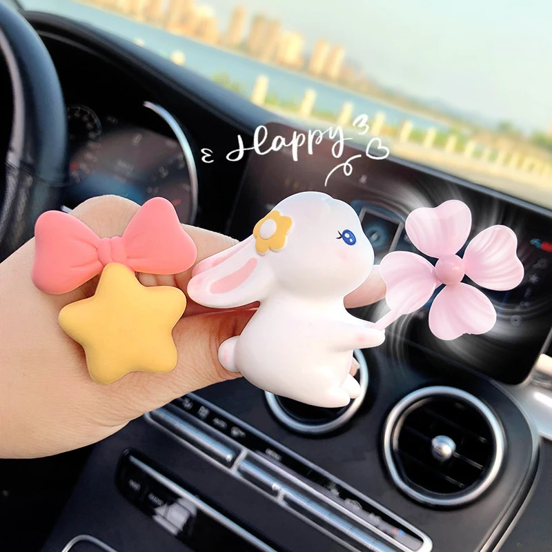 

Windmill Rabbit Car Freshener Auto Air Outlet Aromatherapy Diffuser Ornament Cute Cartoon Rabbit Car Interior Decoration Per
