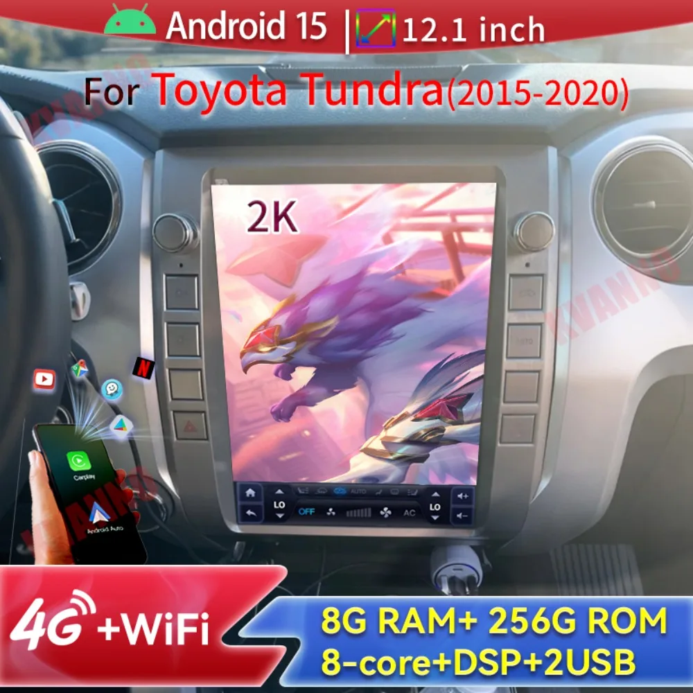 

8+256G Android 15 12.1 Inch For Toyota Tundra 2015-2020 Wireless CarPlay Multimedia Video Player Car Radio BT Wifi+4G GPS DSP FM