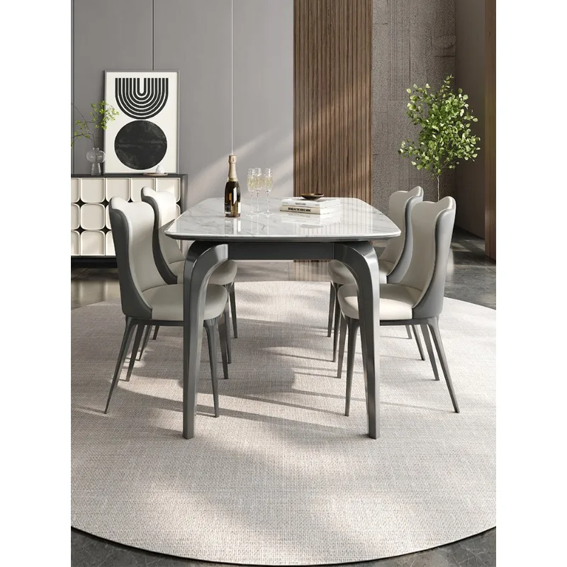 

Natural microcrystalline stone retractable dining table folding marble Italian light luxury rock slab household small apartment