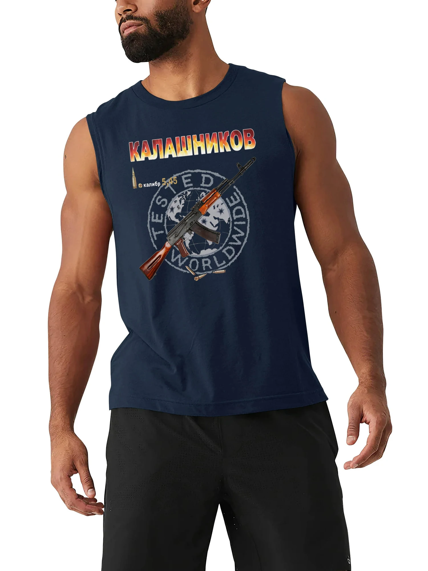 ريترو بندقية 5.45 عيار كلاشينكوف AK-74 بندقية هجومية Tanktop جديد 100% قطن س الرقبة سترة رجالي عادية بلا أكمام تي شيرت الشارع الشهير #3