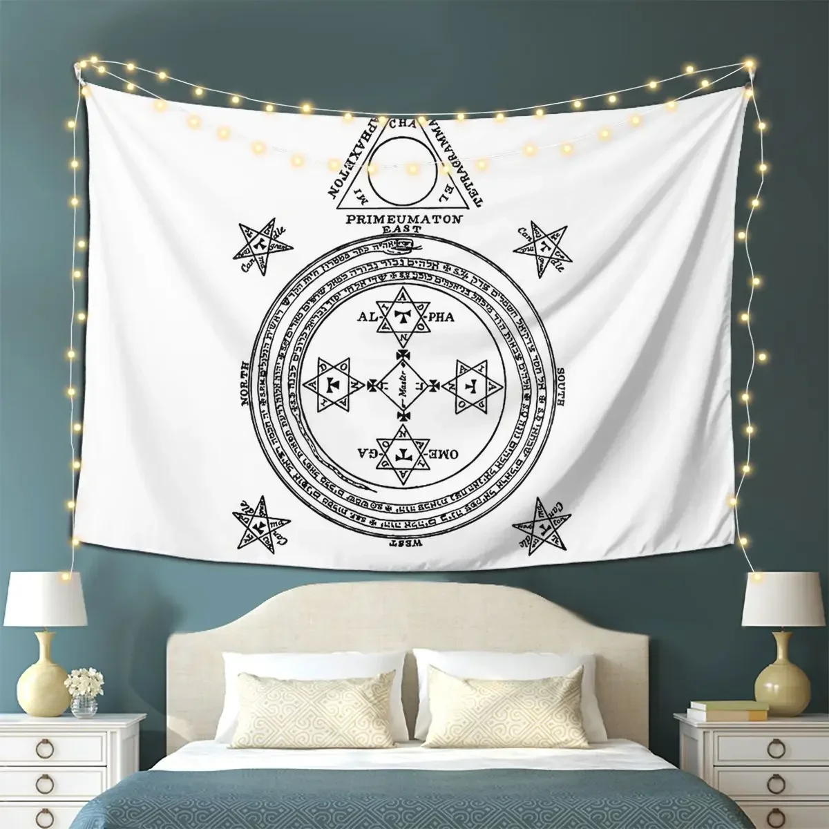 Solomon Circle Goetia Black N White Tapestry Decoration Art Aesthetic Tapestries for Bedroom Decor Home Wall Cloth Wall Hanging