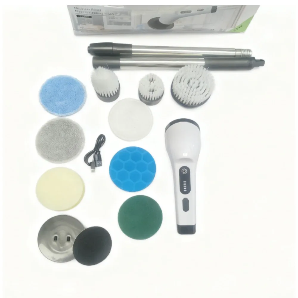 جهاز تنظيف دوار كهربائي لاسلكي من UPWORK مع 9 رؤوس فرشاة ومقبض تمديد - تنظيف كهربائي للحمام والمطبخ والبلاط