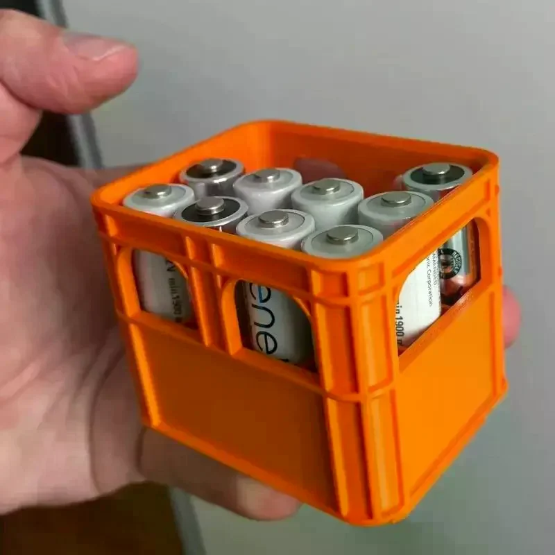 3D Printed Battery Storage Box DIY Beer Crate No. 5 Aa No. 7 Aaa 18650 Battery Stackable Storage Basket Batteries Display Case
