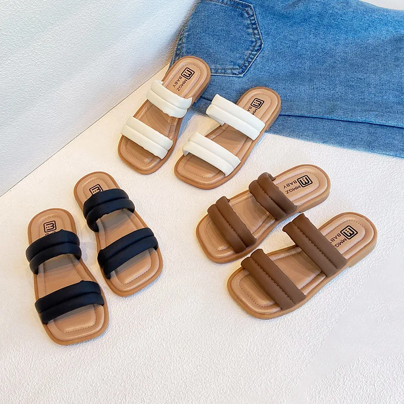 

2026 Summer New Children Casual Sandals for Girls Fashion Korean Style Soft Bottom Anti-slippery Versatile Open-toe Slippers