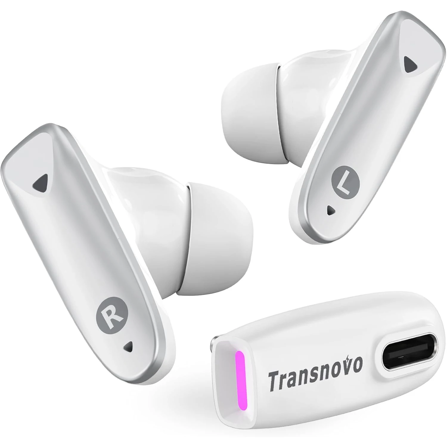 TRANSNOVO VR Gaming Earbuds 30ms Low Latency 2.4GHz & Bluetooth USB-C Dongle for Meta Quest3/3S/2/ PS5/4, Steam Deck, Switch, PC