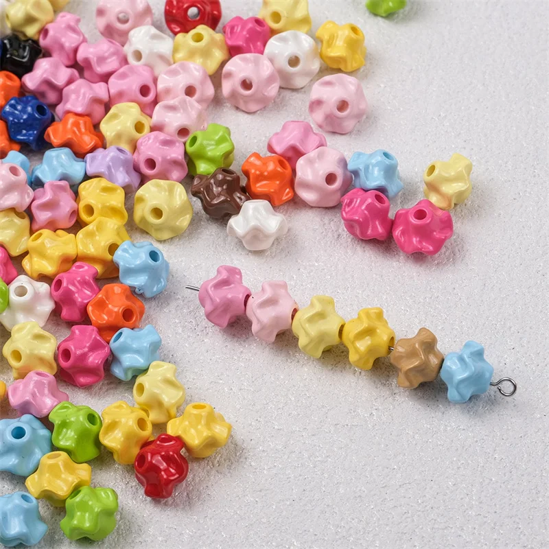 

Newest 200pcs/lot 10*8mm color print geometry Irregular shape acrylic straight hole beads diy jewelry garment hair accessory