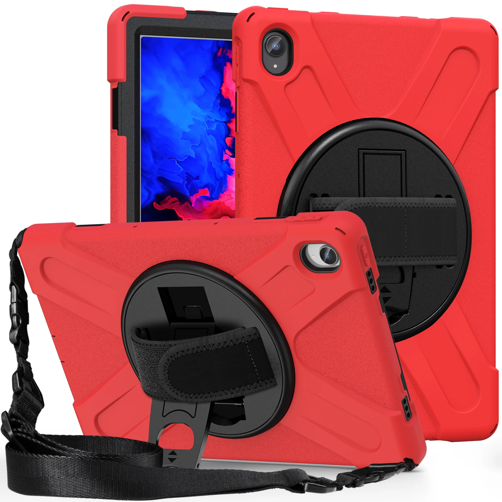 

Strap Case for Lenovo Tab M10 Plus 10.3 TB-X606F 3rd Gen 10.1 TB-328FU X306F M8 8506F P11 J606F Pro TB-J706F Heavy Duty Cover