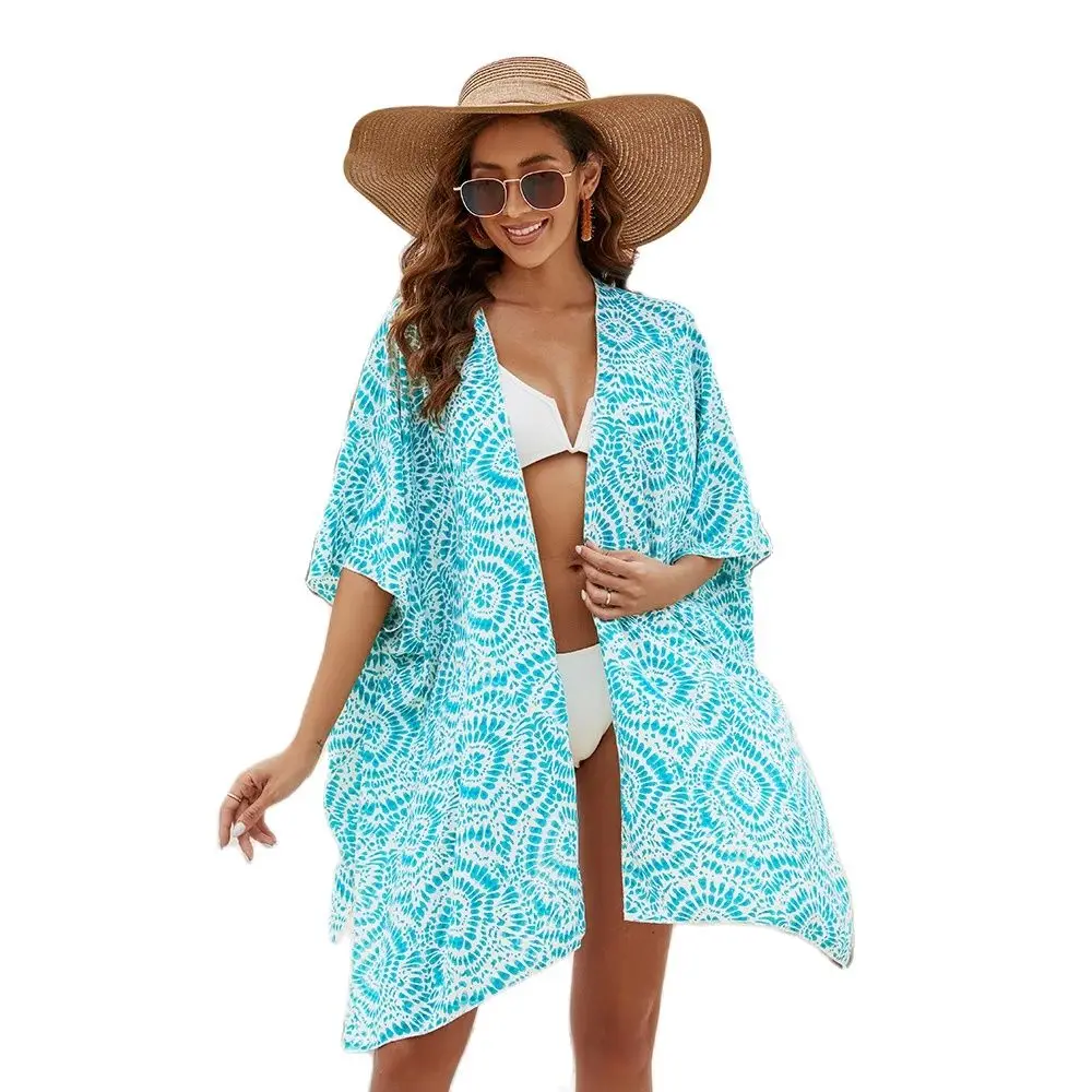 2024 damskie kardigan Kimono boho luźne nakrycia plaża kąpielowy Bikini okrycie na kostium kąpielowy bluzka na strój kąpielowy