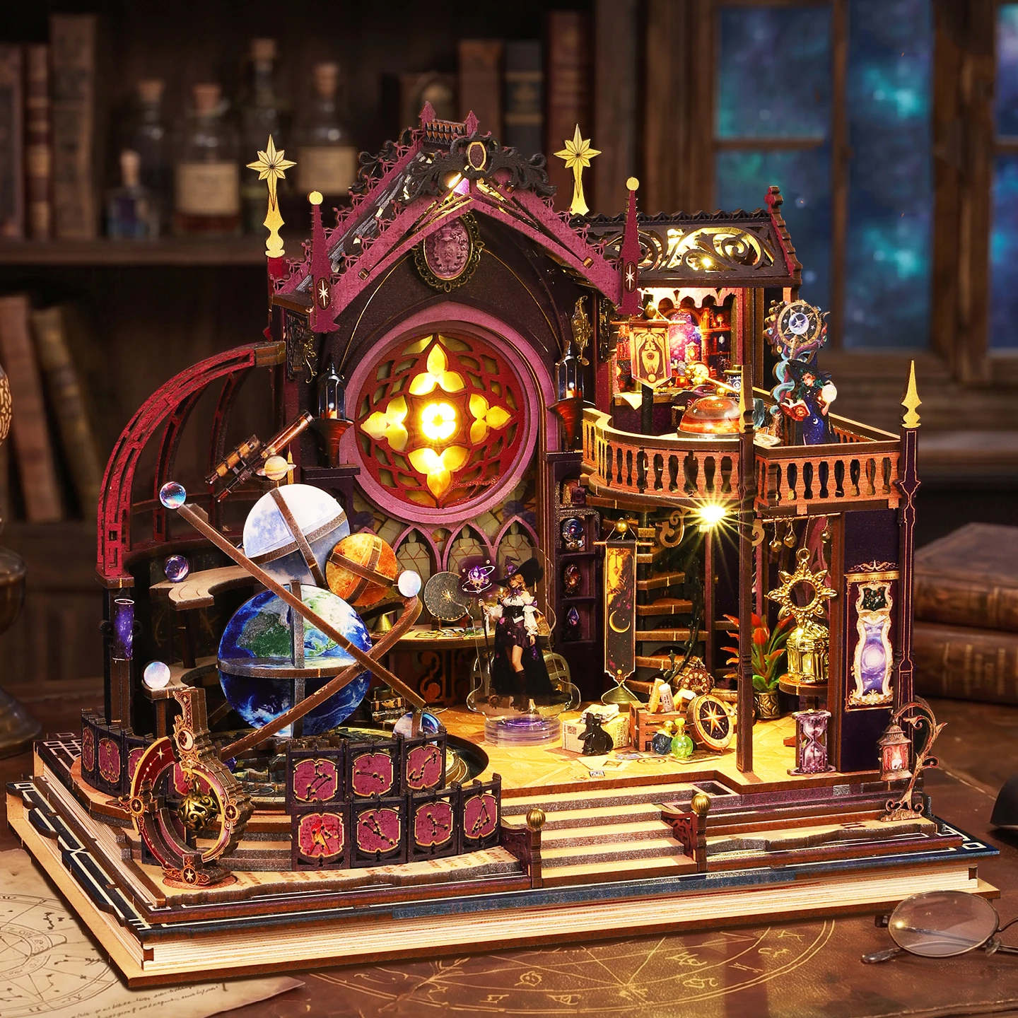 DIY Wooden Miniature Model Kits The Star-Gazer's Sanctum Cottage 3D Puzzle Dollhouse With Furniture for Friends Birthday Gifts